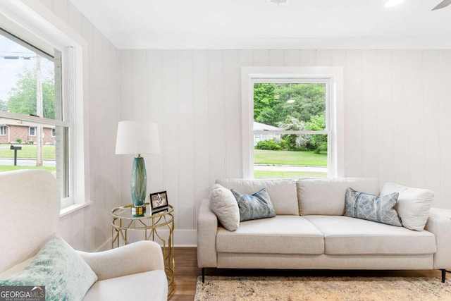 2260 Old Spring Rd SE, Smyrna, GA 30080 - living area featuring wood finished floors and healthy amount of natural light