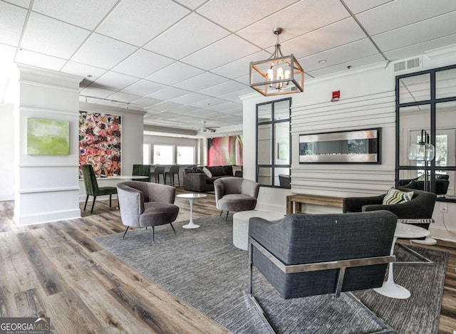 275 13th St NE Unit 605, Atlanta, GA 30309 - building lobby with ornamental molding and a drop ceiling