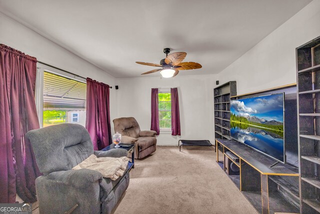 627 N Hulin Ave, Tignall, GA 30668 - living room featuring carpet and a ceiling fan