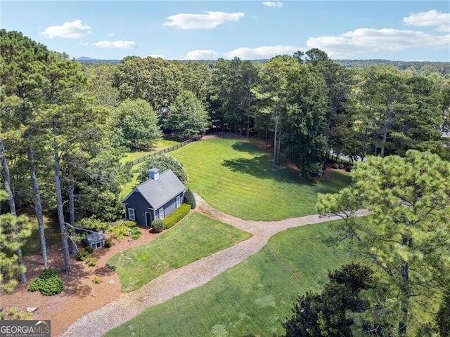 drone / aerial view with a forest view