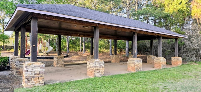 7491 Hilltop Way, Atlanta, GA 30349 - view of patio / terrace featuring a gazebo