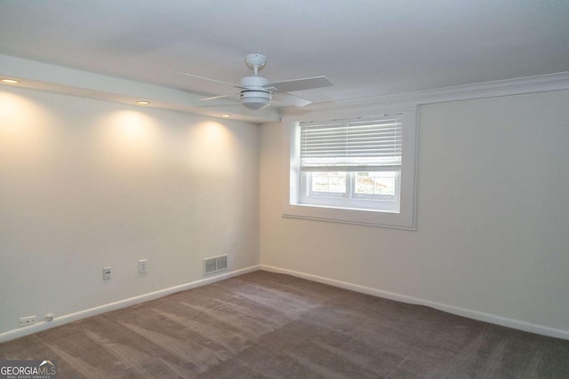 1468 N Amanda Cir, Atlanta, GA 30329 - spare room with recessed lighting, baseboards, ceiling fan, visible vents, and carpet floors
