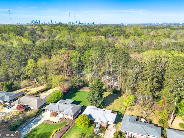 1468 N Amanda Cir, Atlanta, GA 30329 - birds eye view of property featuring a forest view and a residential view