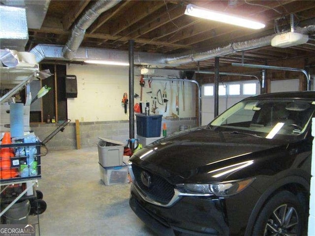 garage with a garage door opener