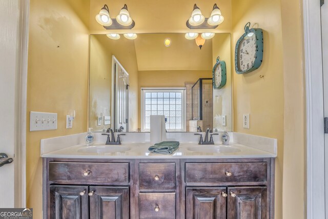 bathroom with double vanity