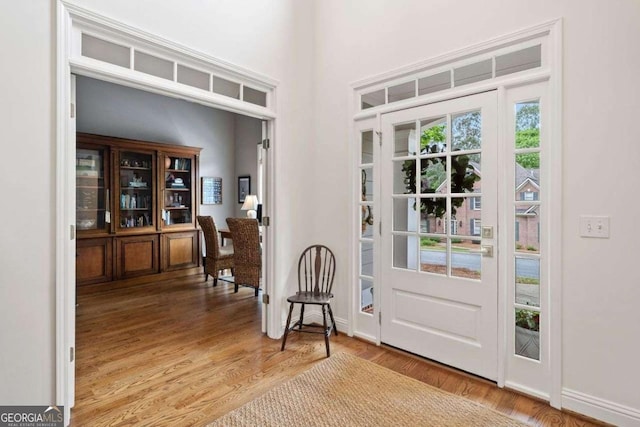 295 River Laurel Way, Woodstock, GA 30188 - doorway with baseboards and wood finished floors