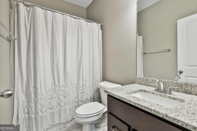 70 Pacific Ave, Sharpsburg, GA 30277 - bathroom featuring toilet, vanity, and a shower with curtain