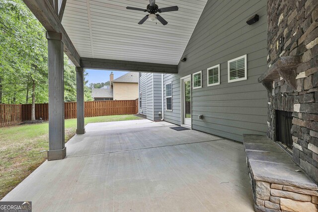 70 Pacific Ave, Sharpsburg, GA 30277 - view of patio featuring a ceiling fan