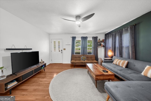 142 Poplar St SW, Calhoun, GA 30701 - living area featuring ceiling fan and wood finished floors