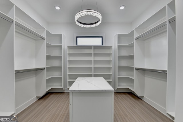 walk in closet with wood finished floors