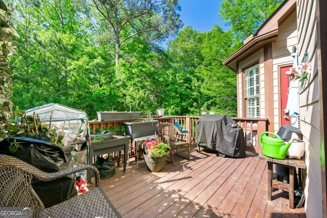 deck with area for grilling