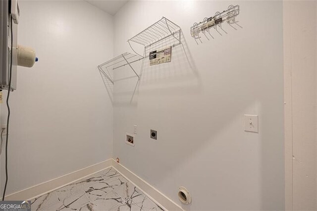 1120 Arlington Ave SW, Atlanta, GA 30310 - laundry area with baseboards, marble finish floor, hookup for a washing machine, laundry area, and electric dryer hookup