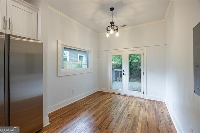 1120 Arlington Ave SW, Atlanta, GA 30310 - interior space featuring ornamental molding, french doors, visible vents, and wood finished floors