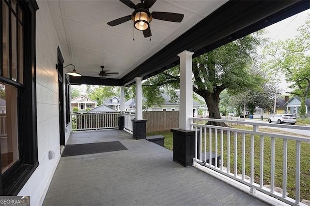 1120 Arlington Ave SW, Atlanta, GA 30310 - view of patio / terrace featuring ceiling fan, a residential view, and covered porch