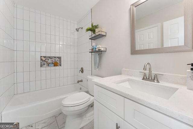 5830 Wilbanks Dr, Peachtree Corners, GA 30092 - full bath featuring toilet, washtub / shower combination, and vanity