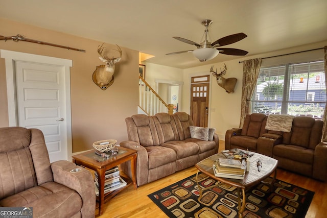 308 N Midland Ave, Monroe, GA 30655 - living room featuring ceiling fan and wood finished floors