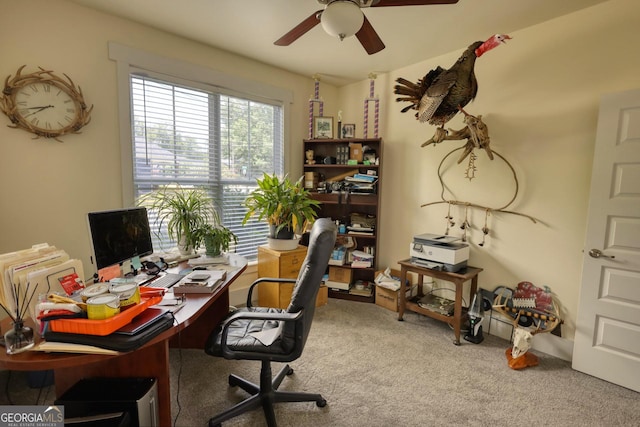 308 N Midland Ave, Monroe, GA 30655 - home office featuring ceiling fan and carpet