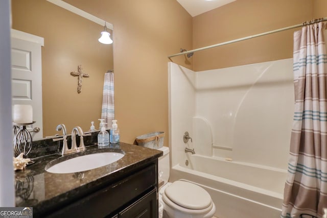 308 N Midland Ave, Monroe, GA 30655 - full bath featuring shower / bath combination with curtain, toilet, and vanity