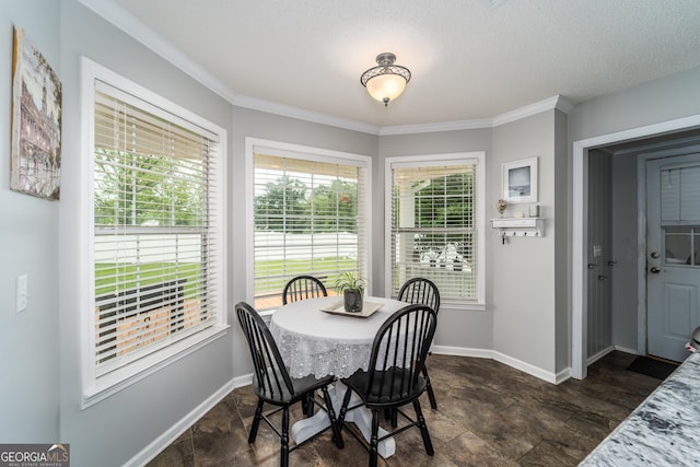 3808 Deer Run Dr, Blackshear, GA 31516 - dining area with baseboards, ornamental molding, and stone finish floor
