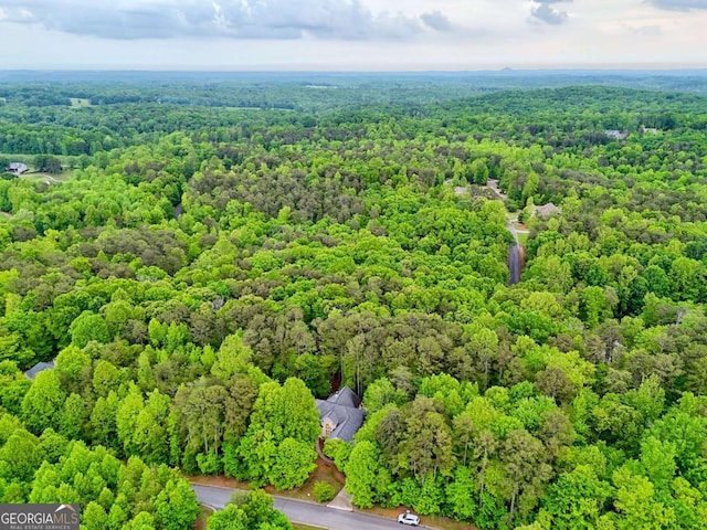 birds eye view of property with a forest view