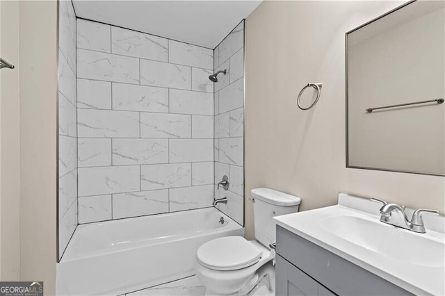 1939 Dunlap Ave, Atlanta, GA 30344 - full bathroom featuring toilet, marble finish floor, shower / bathtub combination, and vanity