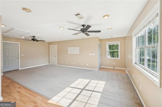3880 Dial Mill Rd NE, Conyers, GA 30013 - unfurnished room with attic access, ceiling fan, carpet, baseboards, and recessed lighting