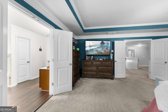 3016 Levinshire Way, Dacula, GA 30019 - bedroom featuring crown molding, visible vents, baseboards, and carpet floors