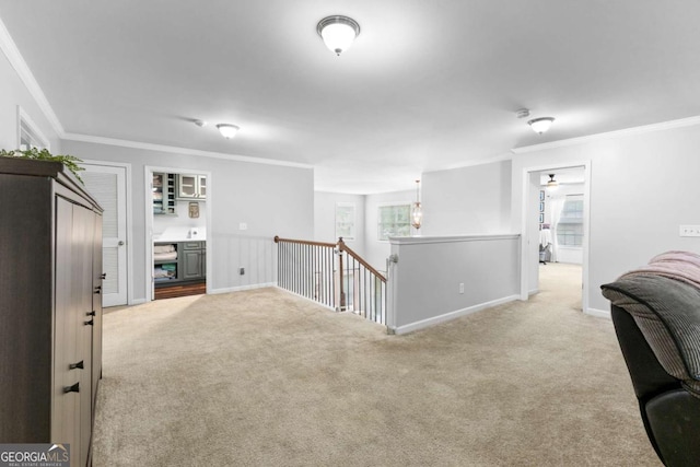 3016 Levinshire Way, Dacula, GA 30019 - interior space with crown molding, baseboards, and carpet floors