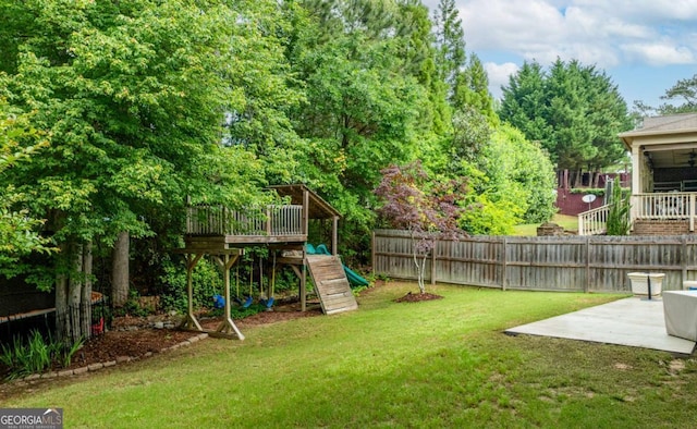 3016 Levinshire Way, Dacula, GA 30019 - view of yard with fence, a playground, and a patio area