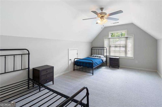 42 Treemont Dr SE, Cartersville, GA 30121 - bedroom featuring vaulted ceiling, carpet, and ceiling fan