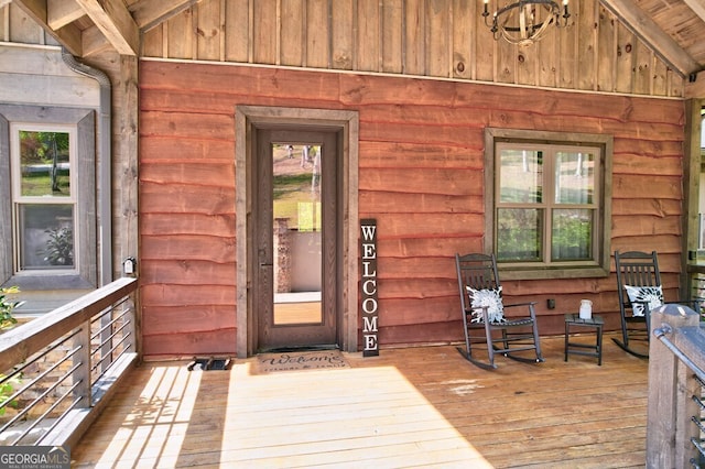 entrance to property with board and batten siding