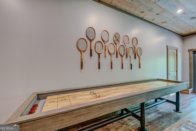 playroom featuring wood finished floors