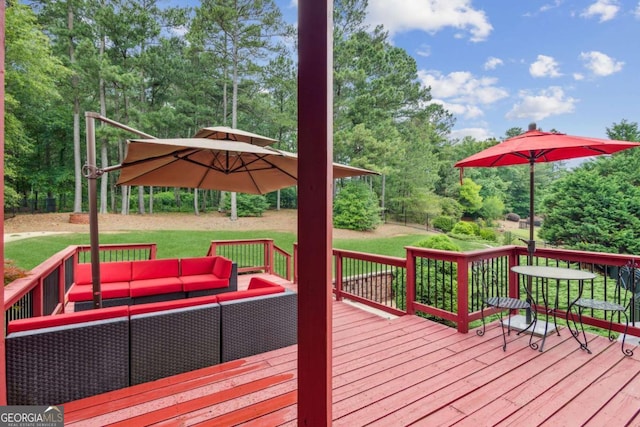 3364 Kylee Dawn Cir, Lawrenceville, GA 30045 - wooden terrace with outdoor lounge area and a lawn