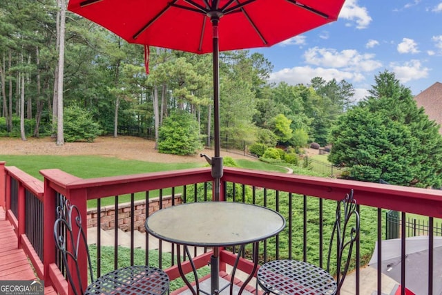3364 Kylee Dawn Cir, Lawrenceville, GA 30045 - wooden deck with view of scattered trees