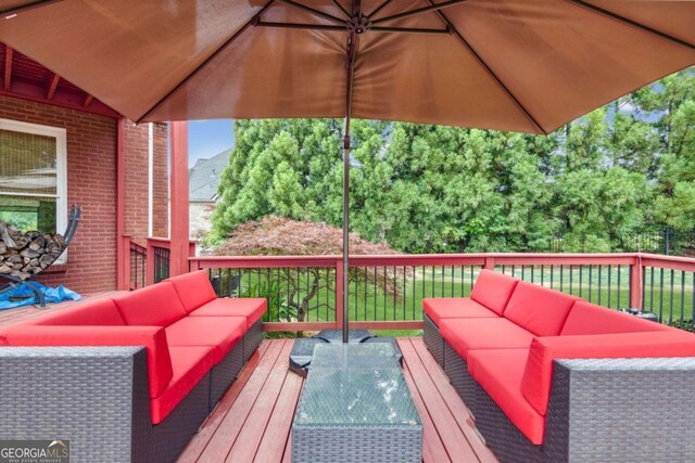 3364 Kylee Dawn Cir, Lawrenceville, GA 30045 - wooden terrace with outdoor lounge area
