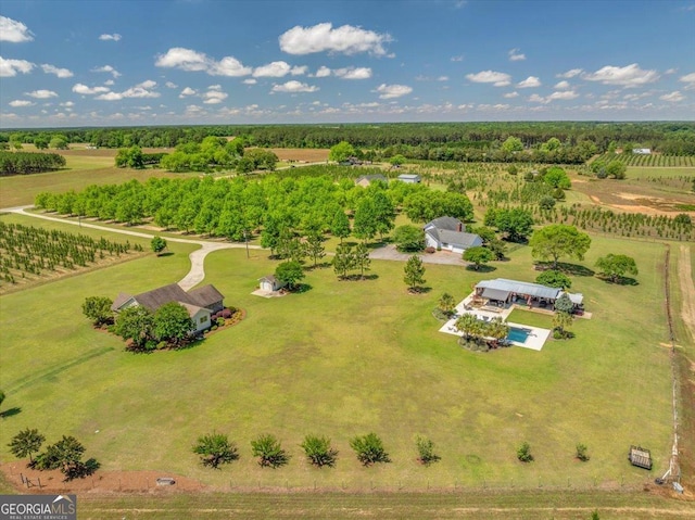 bird's eye view featuring a rural view