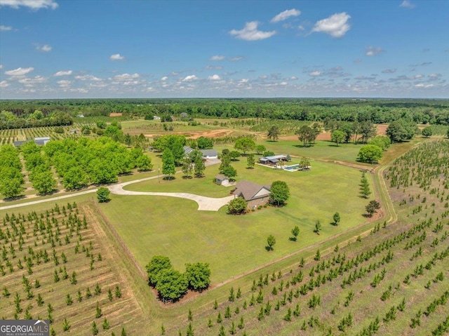 aerial view featuring a rural view