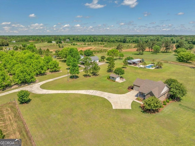 aerial view with a rural view