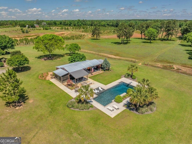 aerial view featuring a rural view