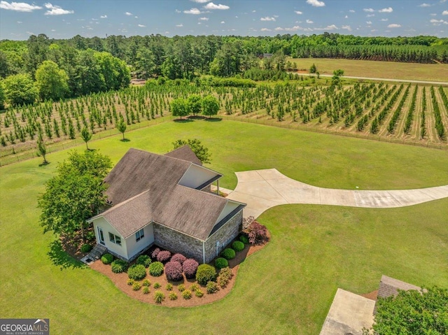 aerial view featuring a rural view