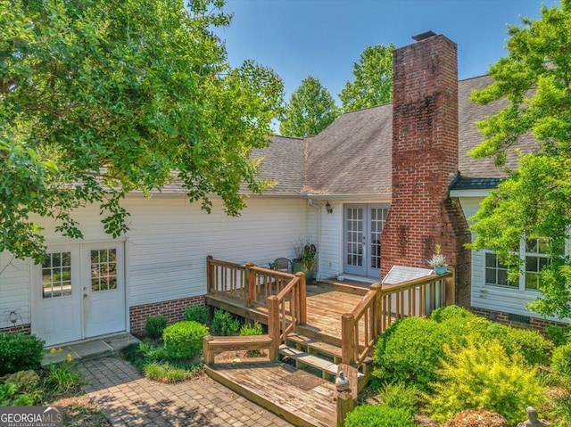 wooden deck with french doors