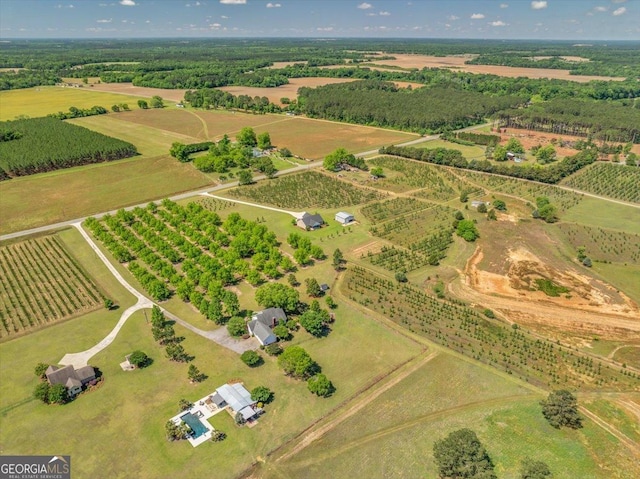 bird's eye view with a rural view