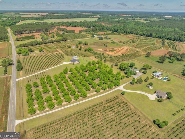 drone / aerial view featuring a rural view