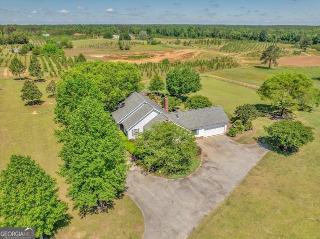 aerial view featuring a rural view