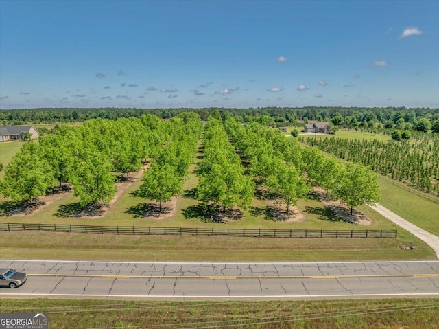 bird's eye view with a rural view