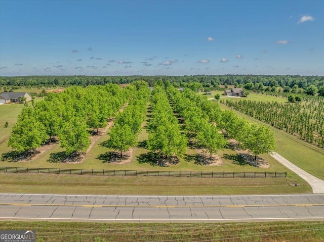 aerial view featuring a rural view