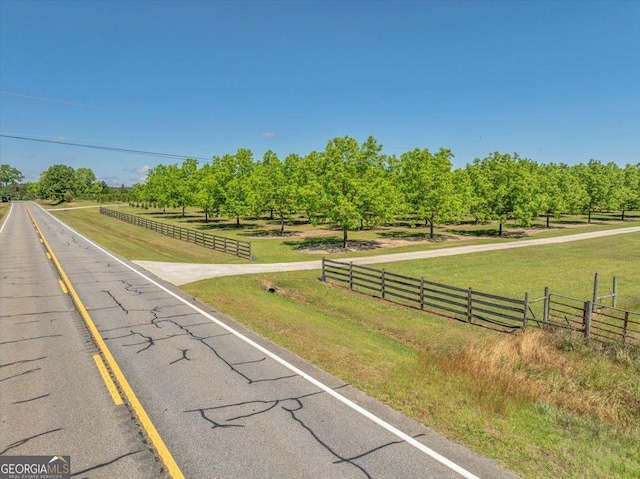 view of road featuring a rural view