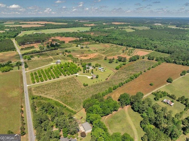 aerial view with a rural view