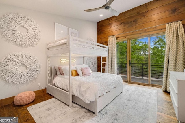 51 Birdseye Vw, Blue Ridge, GA 30513 - bedroom featuring a ceiling fan, access to exterior, and recessed lighting
