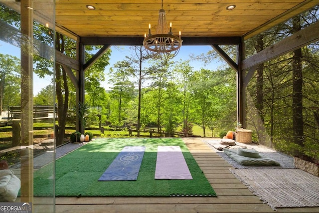 51 Birdseye Vw, Blue Ridge, GA 30513 - sunroom with a chandelier
